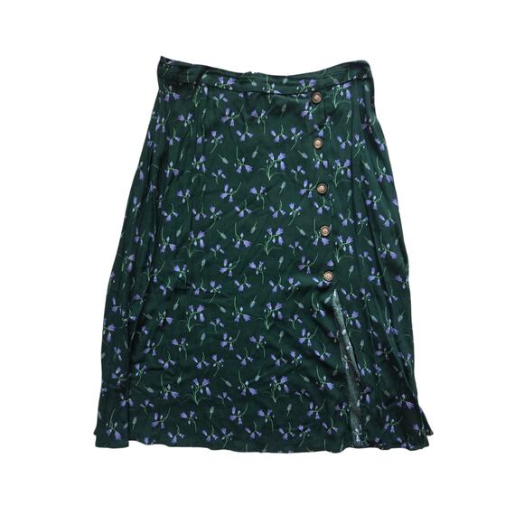 Modcloth X Collectif Blue Bell Julep Button Midi Skirt Size 12 - Picture 2 of 6